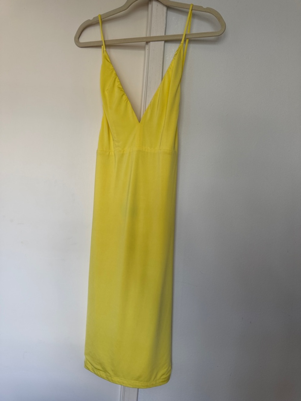 Abyss By Abby Sunny Yellow V-Neck Midi Slip Dress